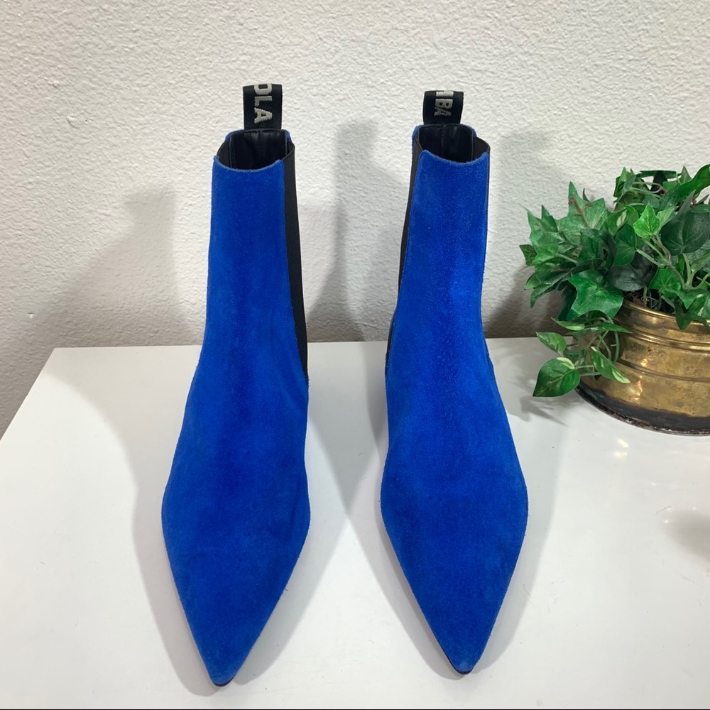 Bimba Y Lola Chelsea Boots Blue Suede Pointed Toe - Picture 1 of 11